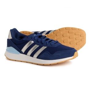 Adidas Run 60s 4.0 Suede Sneakers Navy Blue with Silver Stripes Running Shoes